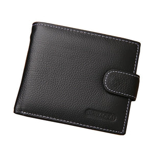 Men's Genuine Leather Plain Slit Pocket Bifold Hasp Closure Wallets