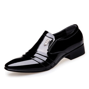 Men's Pointed Toe Plain Genuine Leather Slip-On Formal Shoes