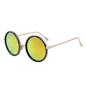 Women's Round Light Colorful Lens Thin Alloy Frame Sunglasses