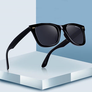 Women's Square Dark Mirror Lens Thin Frame Polarized Sunglasses