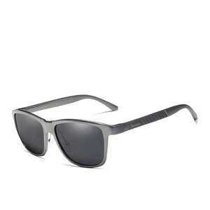 Men's Square Dark Lens Thin Frame Polarized Retro Sunglasses
