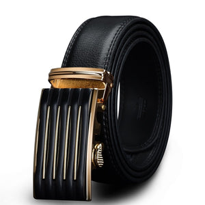 Men's Genuine Leather Strap Alloy Automatic Buckle Closure Belt