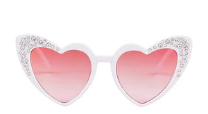 Kid's Heart Shape Light Colorful Lens Bling Frame Retro Sunglasses