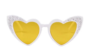 Kid's Heart Shape Light Colorful Lens Thin Bling Frame Retro Sunglasses