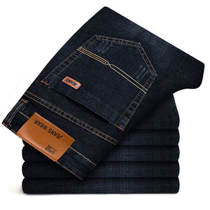 Men's Low Waist Plain Button Zipper Closure Pocket Denim Slim Jeans