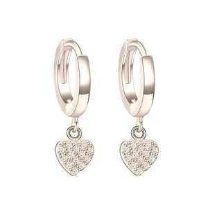 Women's 100% 925 Sterling Silver Cubic Zircon Dangle Hoop Earrings