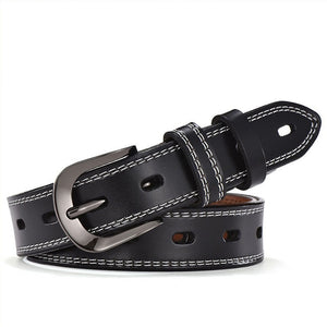 Women's Genuine Leather Strap Alloy Oval Pin Buckle Closure Belts