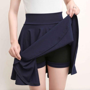 Women's High Elastic Waist Plain Above Knee Casual Flare Skirts
