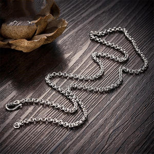 Men's 100% 925 Sterling Silver Round Twisted Pattern Hook Necklace