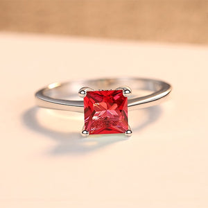 Women's 100% 925 Sterling Silver Square Zircon Engagement Ring
