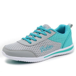 Women's Round Toe Mesh Color Patchwork Lace-Up Sportswear Sneakers