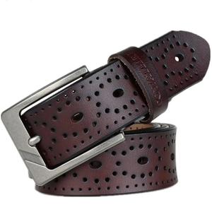 Women's Genuine Leather Hollow Strap Alloy Pin Buckle Belts