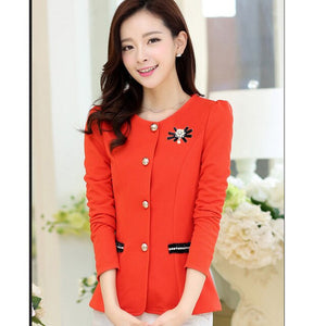 Women's Round Neck Long Sleeve Plain Single Breasted Formal Blazers