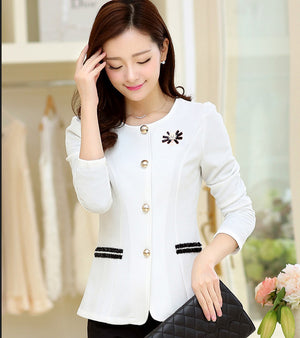 Women's Round Neck Long Sleeve Plain Single Breasted Formal Blazers