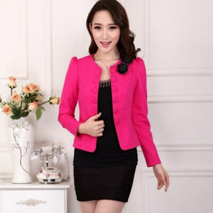 Women's Round Neck Long Sleeve Floral Double Breasted Blazers