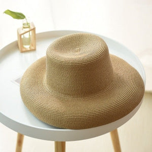 Women's Round Straw Linen Foldable Wide Brim Summer Hats