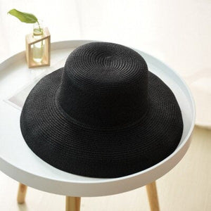 Women's Round Straw Linen Foldable Wide Brim Summer Hats