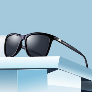 Men's Square Colorful Lens Thin Frame Polarized Retro Sunglasses