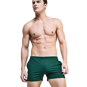 Men's Low Elastic Waist Plain Quick-Dry Swimwear Boxer Shorts