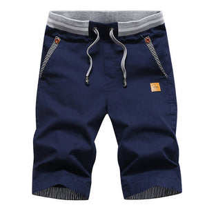 Men's Drawstring Waist Plain Side Pocket Knee-Length Bermuda Shorts