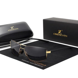 Men's Square Dark Mirror Lens Thin Frame Polarized Retro Sunglasses