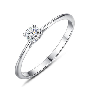 Women's 100% 925 Sterling Silver Round Cubic Zircon Wedding Ring