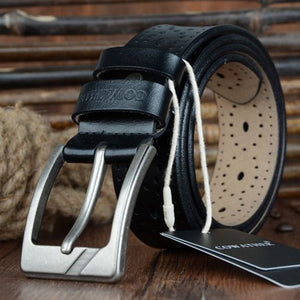 Women's Genuine Leather Hollow Strap Alloy Pin Buckle Belts