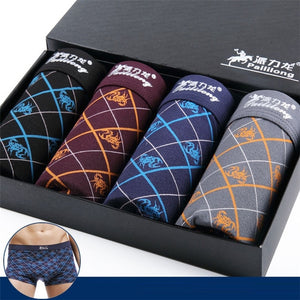 Men's Low Elastic Waist Letter Color Patchwork Stretchy Boxer Shorts