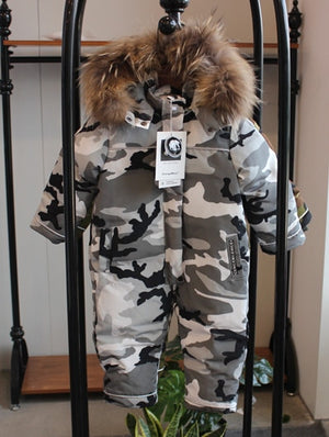 Kid's Polyester Long Sleeve Camouflage Zipper Fur Hooded Jacket