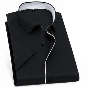 Men's Turn-down Collar Short Sleeve Plain Single Breasted Formal Shirts