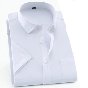 Men's Turn-down Collar Short Sleeve Plain Single Breasted Formal Shirts