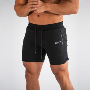 Men's Elastic Drawstring Waist Quick Dry Slit Zipper Pocket Sporty Shorts