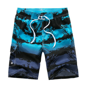 Men's Low Drawstring Waist Striped Print Quick Dry Beachwear Shorts