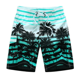 Men's Low Elastic Waist Lace-Up Striped Quick Dry Beach Flare Shorts