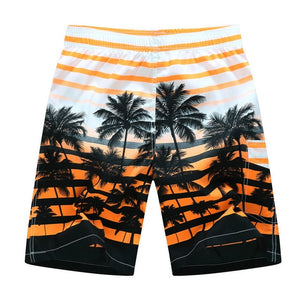Men's Low Drawstring Waist Striped Print Quick Dry Beachwear Shorts
