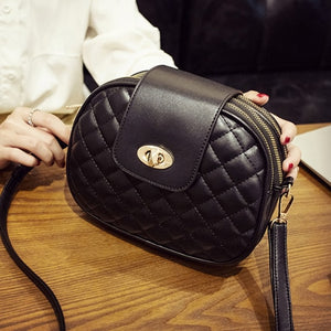 Women's Leather Shoulder Strap Double Zipper Handbags