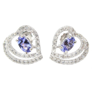 Women's 100% 925 Sterling Silver Heart Cubic Zircon Stud Earrings